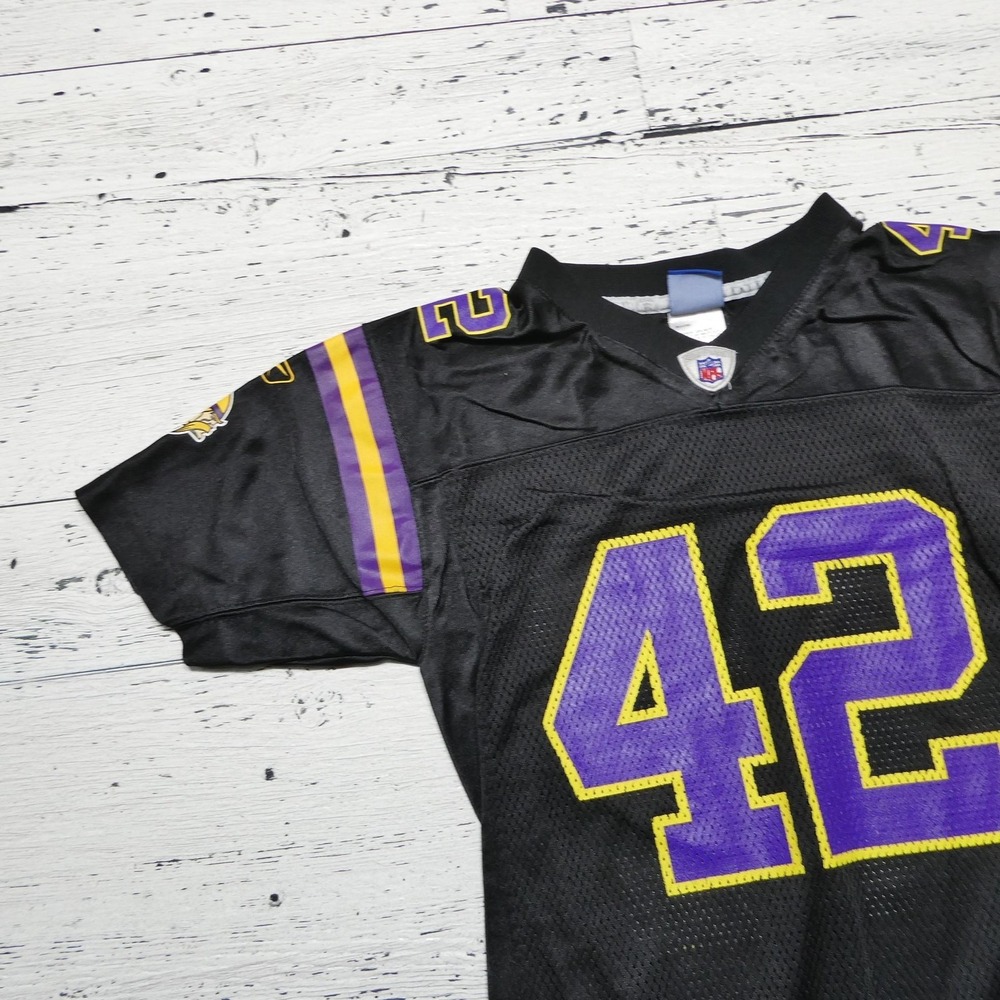 Minnesota Vikings Football Jersey Boys Medium Black NFL Reebok Sharper 42 - Picture 3 of 11